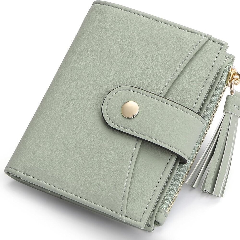 Small Leather Wallet for Women RFID Blocking Bifold Slim Compact with Zipper